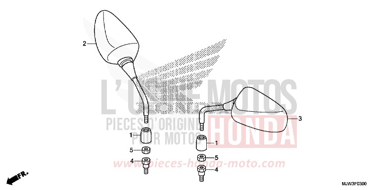 MIROIR de CB500X SWORD SILVER METALLIC (NHA95) 2017