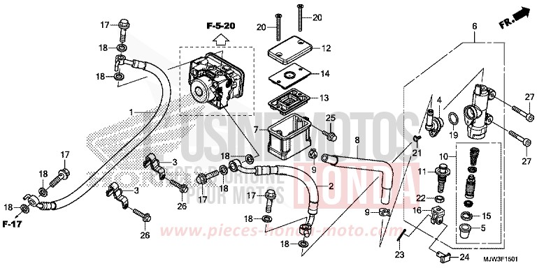 REAR BRAKE MASTER CYLINDER (CB500XA/CB400XA) de CB500X SWORD SILVER METALLIC (NHA95) 2017