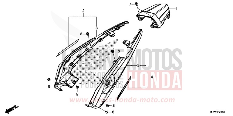 CAPOT ARRIERE de CB500X SWORD SILVER METALLIC (NHA95) de 2017
