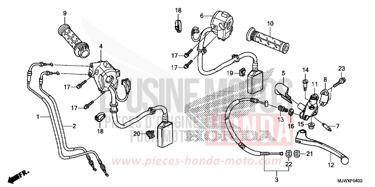 LEVIER DE GUIDON/COMMUTATEUR/CABLE de CB500X FORCE SILVER METALLIC (NH411) 2018