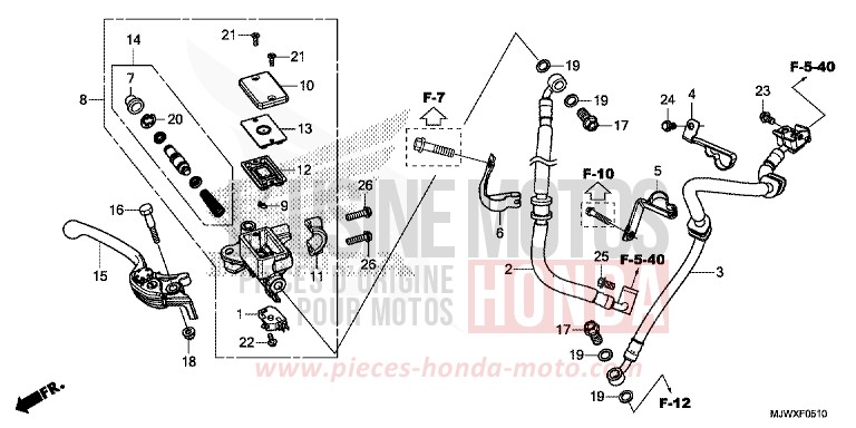 MAITRE-CYLINDRE DE FREIN AVANT CYLINDRE (CB500XA/CB400XA) de CB500X FORCE SILVER METALLIC (NH411) 2018