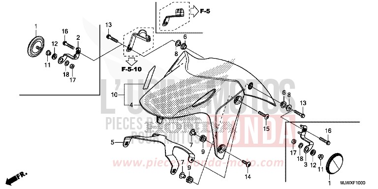 AILE AVANT de CB500X FORCE SILVER METALLIC (NH411) 2018