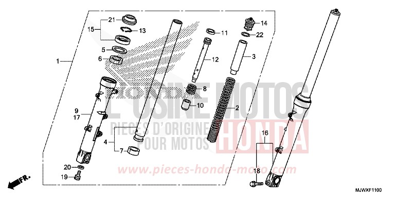 FOURCHETTE AVANT de CB500X FORCE SILVER METALLIC (NH411) 2018