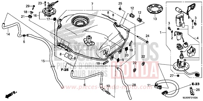 RESERVOIR A CARBURANT/POMPE A CARBURANT de CB500X FORCE SILVER METALLIC (NH411) 2018