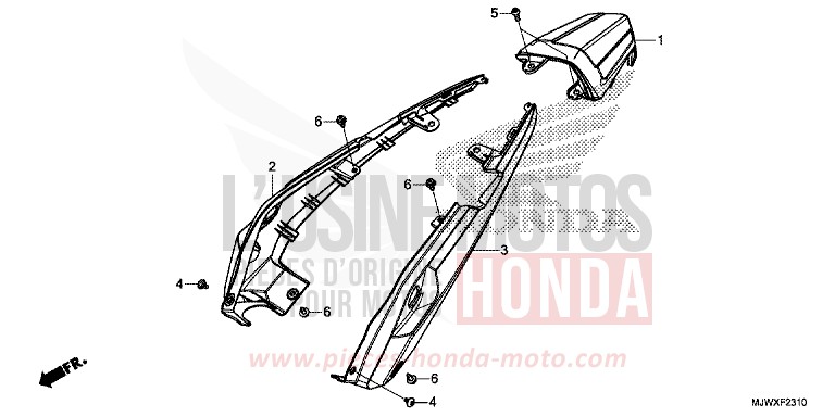 CAPOT ARRIERE de CB500X FORCE SILVER METALLIC (NH411) de 2018
