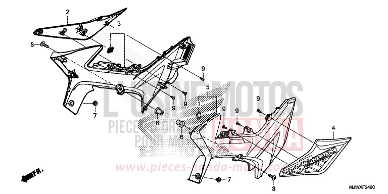 COUVERCLE LATERAL de CB500X FORCE SILVER METALLIC (NH411) de 2018