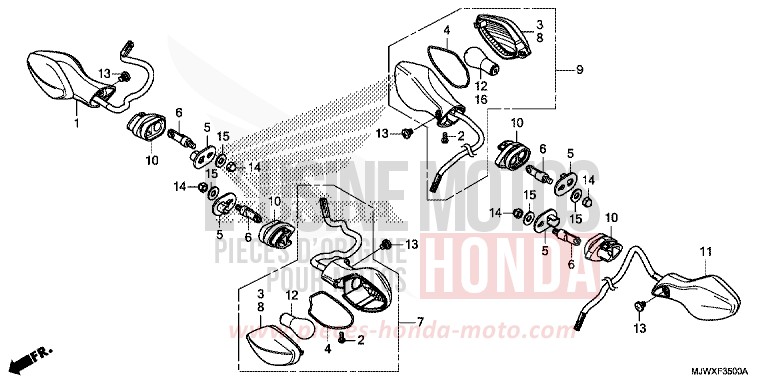 CLIGNOTANT de CB500X FORCE SILVER METALLIC (NH411) de 2018