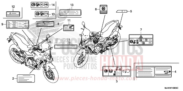 ETIQUETTE DE PRECAUTIONS de CB500X FORCE SILVER METALLIC (NH411) 2018