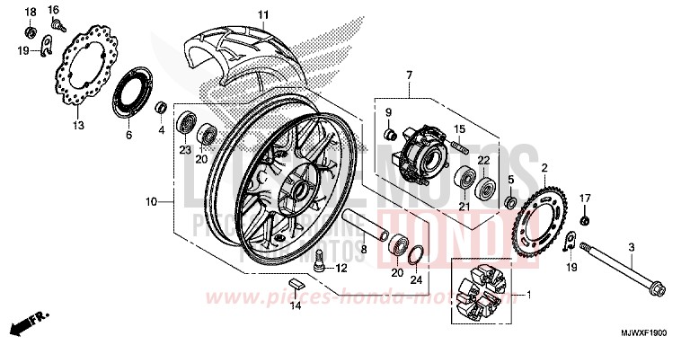ROUE ARRIERE de CB500X MAT GUNPOWDER BLACK METALLIC (NH436) de 2018