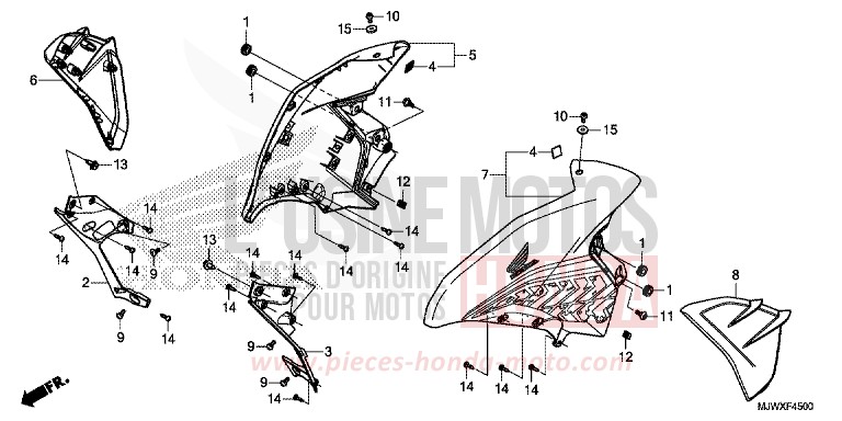 CARENAGE MILIEU de CB500X MAT GUNPOWDER BLACK METALLIC (NH436) de 2018