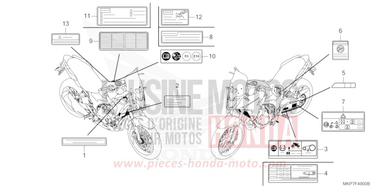 ETIQUETTE DE PRECAUTIONS de CB500X GRAND PRIX RED (R380) 2019