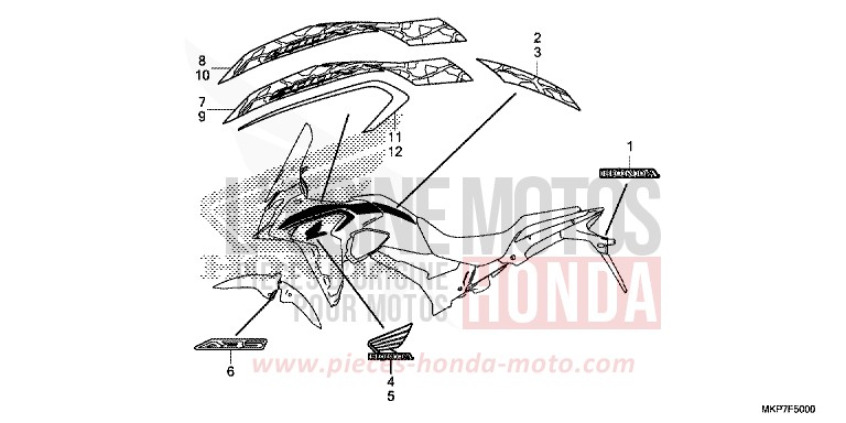 MARQUE/RAYURE (CB400XAK,CB500X,CB500XAK/L/M) de CB500X GRAND PRIX RED (R380) de 2019