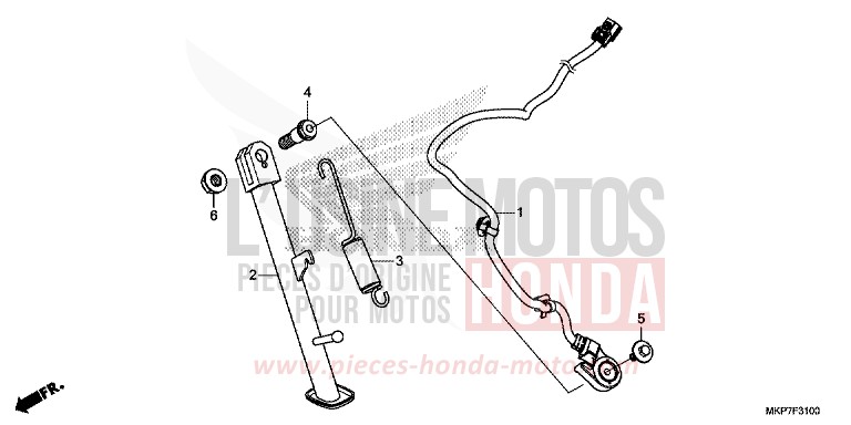 BEQUILLE LATERALE de CB500X PEARL METALLOID WHITE (NHA96) de 2019