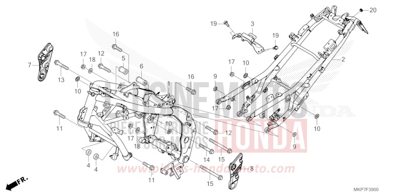 CARROSSERIE DE CHASSIS de CB500X MAT GUNPOWDER BLACK METALLIC (NH436) 2021