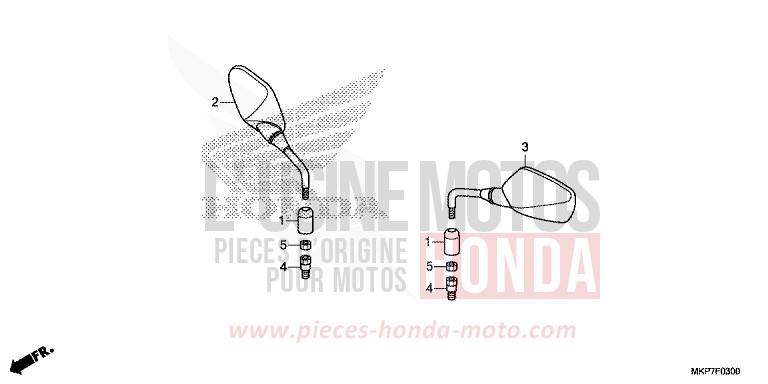 MIROIR de CB500X GRAND PRIX RED (R380) 2022