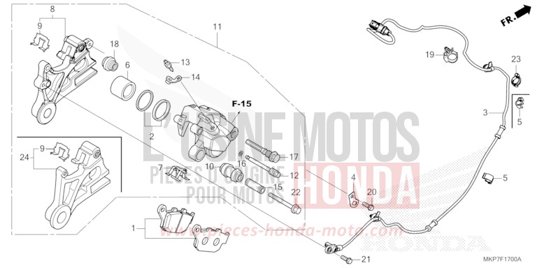 ETRIER DE FREIN ARRIERE de CB500X GRAND PRIX RED (R380) de 2022