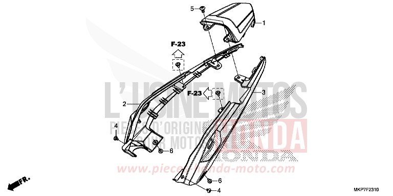 CAPOT ARRIERE de CB500X GRAND PRIX RED (R380) de 2022