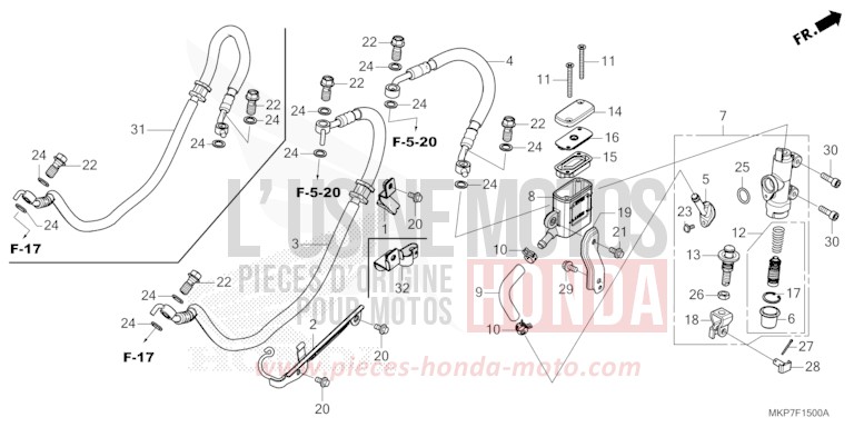 MAÎTRE-CYLINDRE DE FREIN ARRIÈRE de CB500X MAT GUNPOWDER BLACK METALLIC (NH436) de 2022