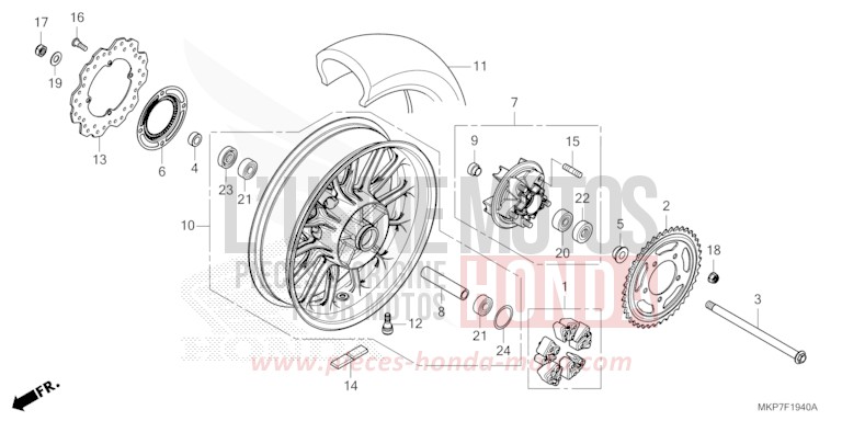 ROUE ARRIERE de CB500X MAT GUNPOWDER BLACK METALLIC (NH436) de 2022