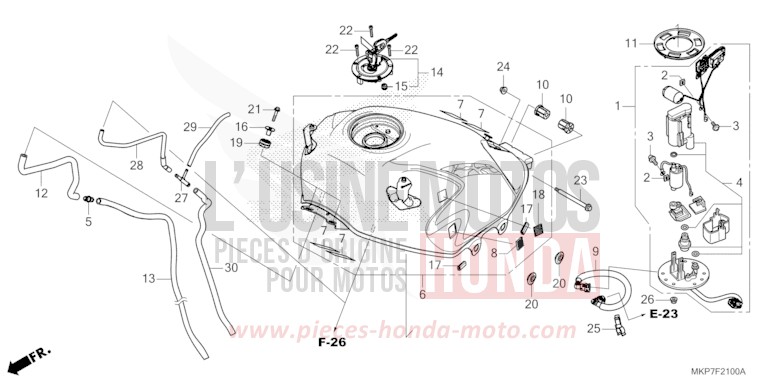 RESERVOIR A CARBURANT/POMPE A CARBURANT de CB500X MAT GUNPOWDER BLACK METALLIC (NH436) de 2022