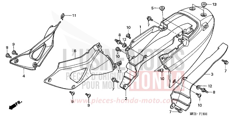 MOULURE DE SIEGE/COUVERCLE LATERAL de Varadero MUTE BLACK METALLIC (NH359) 2001