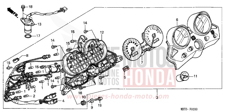 COMPTEUR de Varadero CANDY GLORY RED-U (R101) de 2002