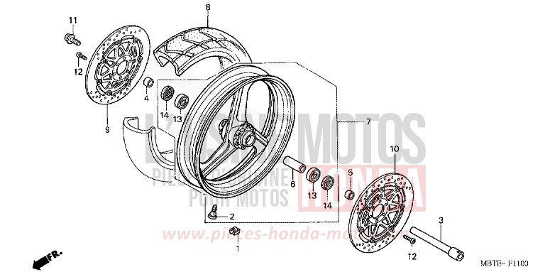 ROUE AVANT de Varadero CANDY XENON BLUE (PB324) de 2002