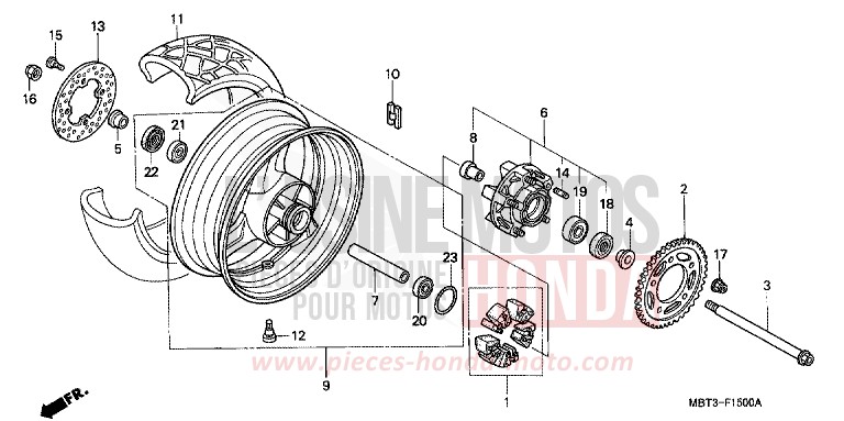 ROUE ARRIERE de Varadero CANDY XENON BLUE (PB324) 2002