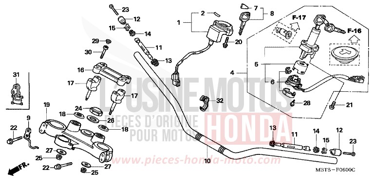 TUYAU DE GUIDON/PONT SUPERIEUR de Varadero PEARL BREEZY BLUE (PB341) de 2004