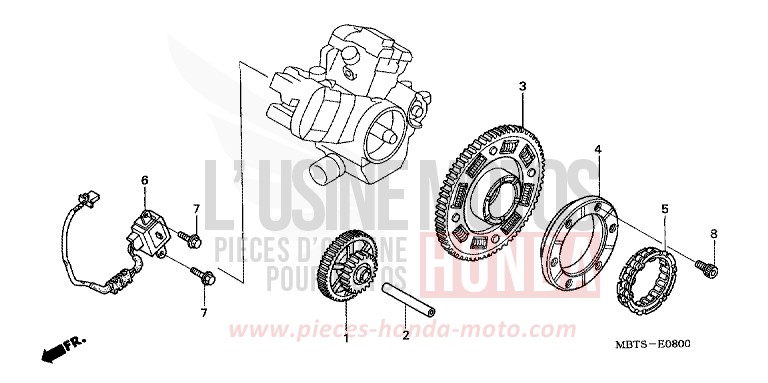GENERATEUR D'IMPULSIONS/ EMBRAYAGE DE DEMARRAGE de Varadero SHIELD SILVER METALLIC (NH480) 2004