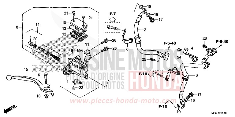MAITRE-CYLINDRE DE FREIN AVANT CYLINDRE (ABS) de CB500X CANDY RUBY RED (R4) de 2013
