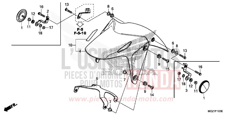 AILE AVANT de CB500X CANDY RUBY RED (R4) de 2013