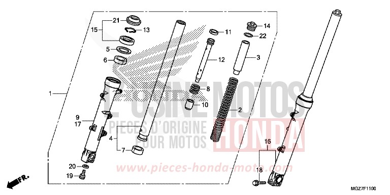 FOURCHETTE AVANT de CB500X CANDY RUBY RED (R4) 2013