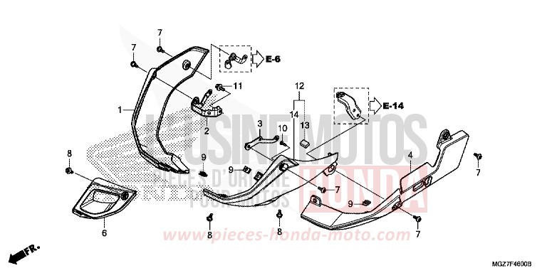 PANNEAU INFERIEUR de CB500X CANDY RUBY RED (R4) de 2013