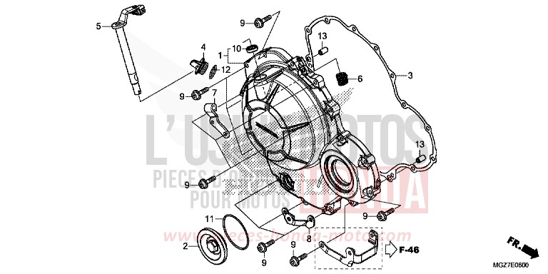 PANNEAU CARTER-MOTEUR D. de CB500X MAT GUNPOWDER BLACK METALLIC (NH436) 2013