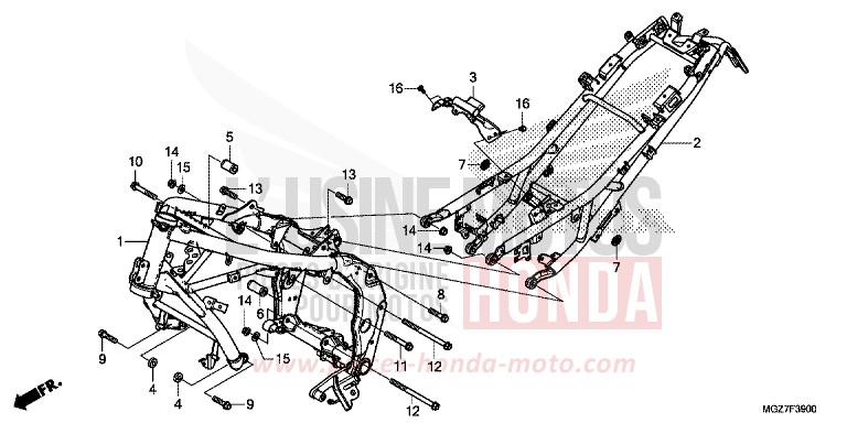 CARROSSERIE DE CHASSIS de CB500X MAT GUNPOWDER BLACK METALLIC (NH436) 2013