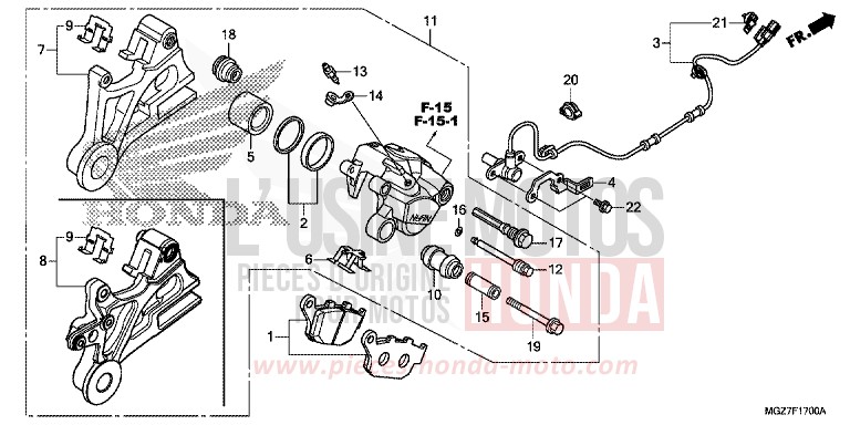 ETRIER DE FREIN ARRIERE de CB500X PEARL HIMALAYAS WHITE (NHA87) de 2013