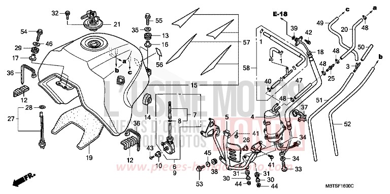 RESERVOIR A CARBURANT de Varadero PEARL BREEZY BLUE (PB341) 2005