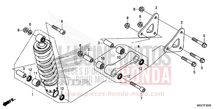 COUSSIN ARRIERE de CB500X CANDY RUBY RED (R4) de 2014