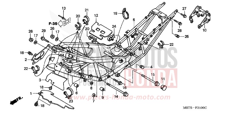 CARROSSERIE DE CHASSIS (XL1000V) de Varadero SHIELD SILVER METALLIC (NH480) 2005