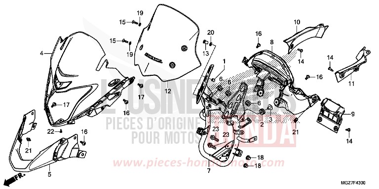 CAPOT AVANT de CB500X MAT GUNPOWDER BLACK METALLIC (NH436) 2014
