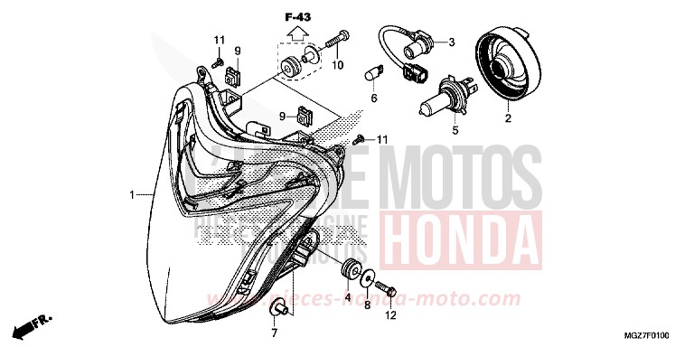 PROJECTEUR de CB500X PEARL HIMALAYAS WHITE (NHA87) 2014