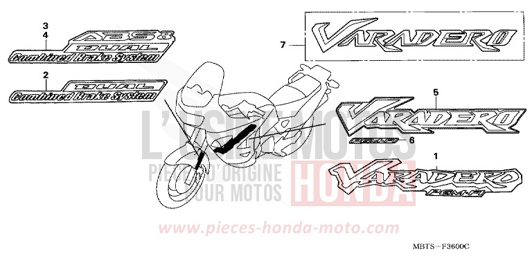 MARQUE (E,ED,EK,F,G) de Varadero SHIELD SILVER METALLIC (NH480) de 2006