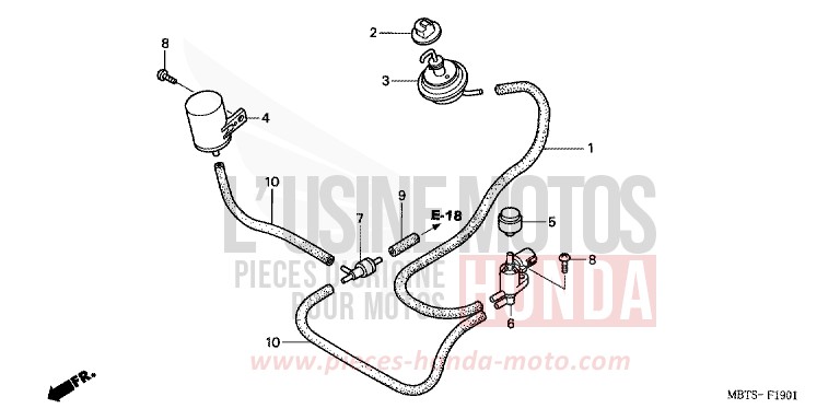 SOLENOIDE DE CONTROLE DE BYPASSE SOUPAPE de Varadero TERRA BLUE (PB190R) de 2006