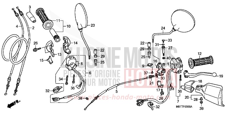 LEVIER DE GUIDON/COMMUTATEUR/CABLE de Varadero CHEVALIER SILVER METALLIC (NHA83) de 2007