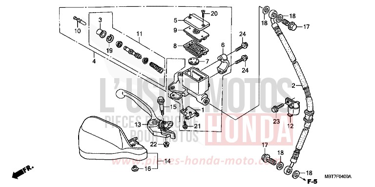 MAITRE-CYLINDRE FREIN AV. (XL1000V) de Varadero CHEVALIER SILVER METALLIC (NHA83) de 2007