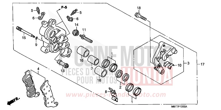 ETRIER DE FREIN AVANT (D.) (XL1000V) de Varadero CHEVALIER SILVER METALLIC (NHA83) de 2007