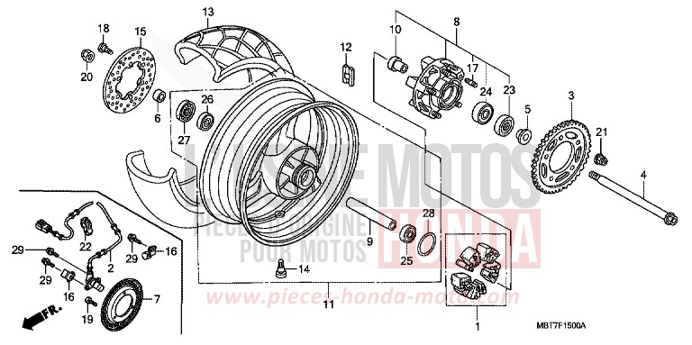 ROUE ARRIERE de Varadero CHEVALIER SILVER METALLIC (NHA83) de 2007
