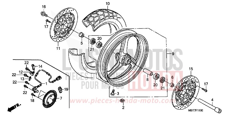 ROUE AVANT de Varadero PEARL CONCOURS BLACK (NHA65) de 2009