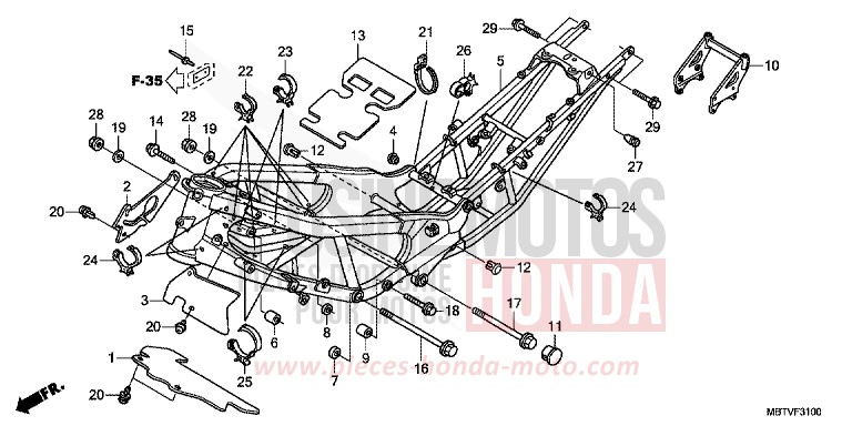 CARROSSERIE DE CHASSIS (XL1000V) de Varadero SHASTA WHITE (NH138) 2011